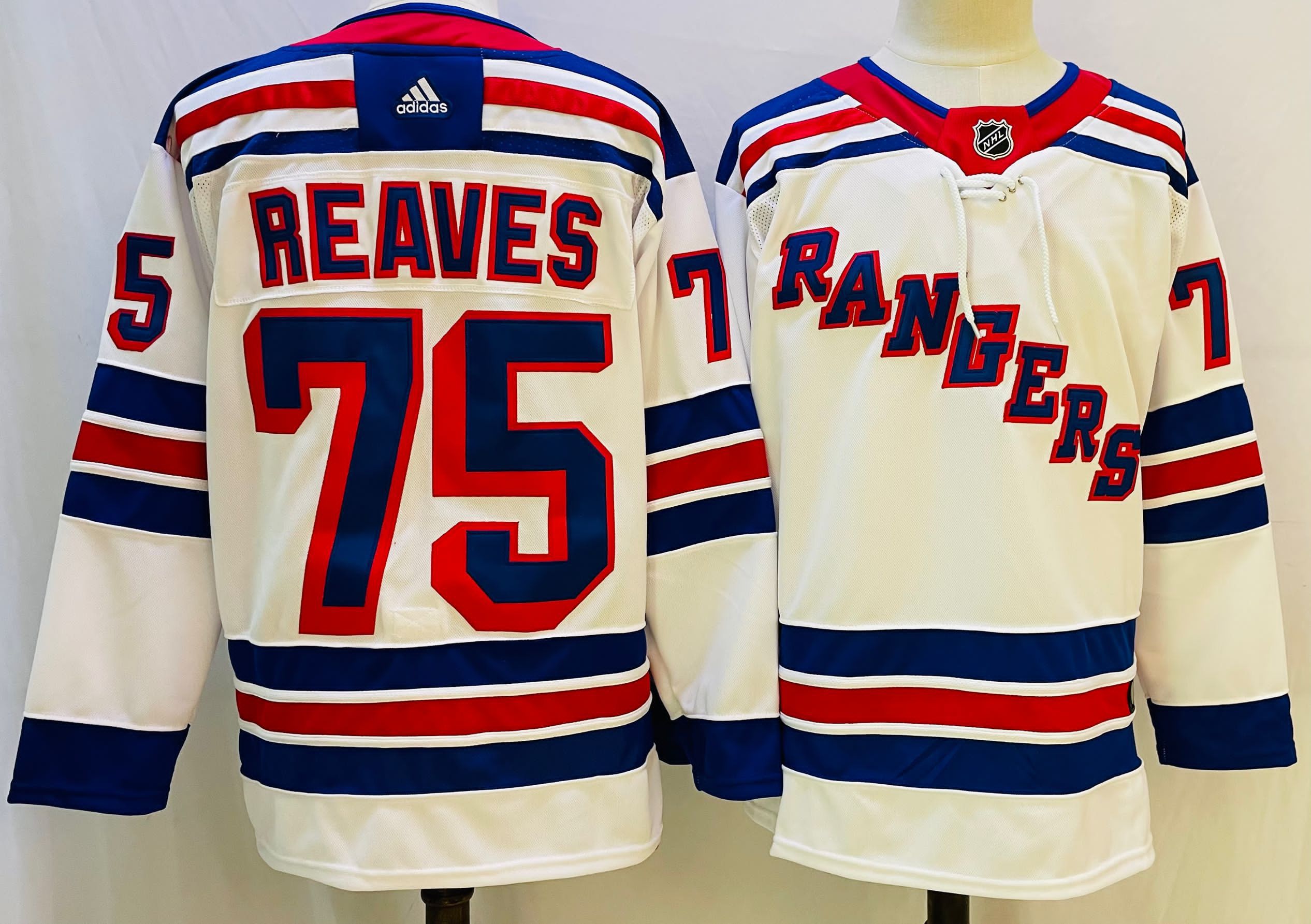Men New York Rangers 75 Reaves White Throwback 2022 Adidas NHL Jersey